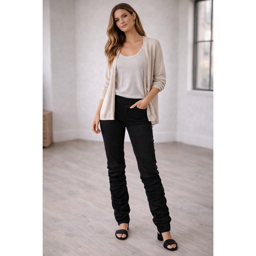 Prairie Underground Denim Girdle Leggings Black Indigo Ruched Skinny Pants M